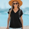 Women's Onyx V-Neck Short Sleeve Tee - Cupshe - 2 of 4