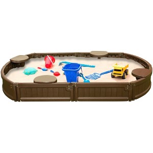 Modern Home 6ft Oval Weather Resistant Outdoor Sandbox Kit w/Cover - 1 of 4