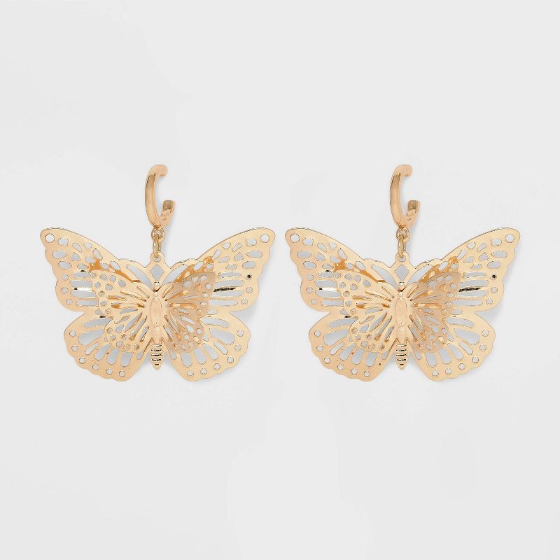 Filigree Layered Butterfly Hoop Earrings - Wild Fable&#8482; Gold, 1 of 8