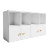 White Cube Storage Bookcase With 4 Doors Stackable Cubby Storage Organizers - 3 of 4