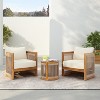 Christopher Knight Home Krizzix Boho 3 Piece Outdoor Acacia Wood Woven Rope Seating Set with Cushions - 2 of 4