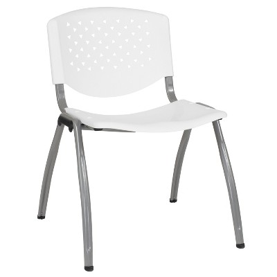 Flash Furniture HERCULES Series 880 lb Capacity Green Plastic Stack Chair with Titanium Gray Powder Coated Frame 