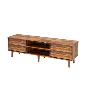 63 Inch TV Cabinet, Retro Style TV Sideboard Console Table with 4 Slope Design Drawers - 1 of 4