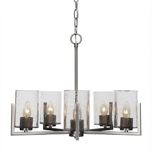Toltec Lighting Atlas 5 - Light Chandelier in  Graphite with 4" Clear Bubble Shade - 1 of 1