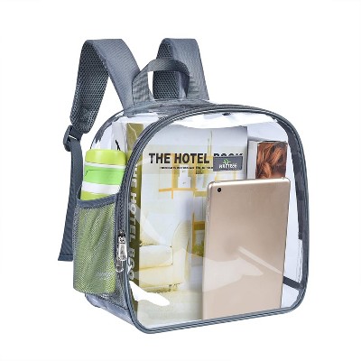MaseiKar Clear Backpack Stadium Approved, Small Clear Backpack with Padded Shoulder Straps for School Security Travel Concert Sport Events - Grey