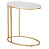 Brass  Side Table with Faux Marble Top - Henn&Hart - 2 of 4