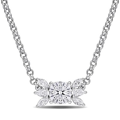 EVERLY JEWELRY | Sterling Silver 3 3/5 CT DEW Created White Moissanite Necklace - 17 inch