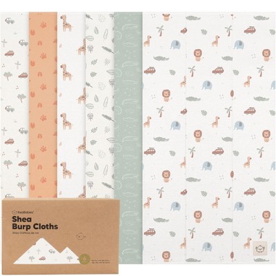 6pk Shea Baby Burp Cloths for Baby Boys and Girls, Organic Burping Cloths for Babies, Newborn