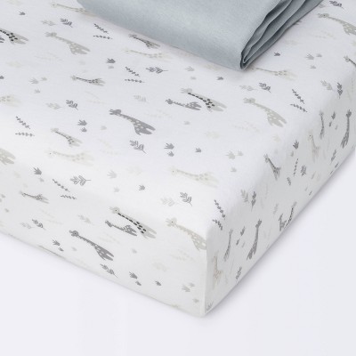 Fitted Crib Sheet Jersey Sheet - Cloud Island™ Giraffes/Dark Gray 2pk