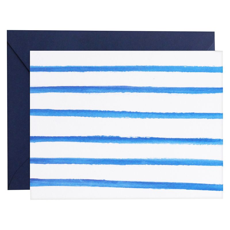 8ct Watercolor Stripe Notecards, 1 of 2