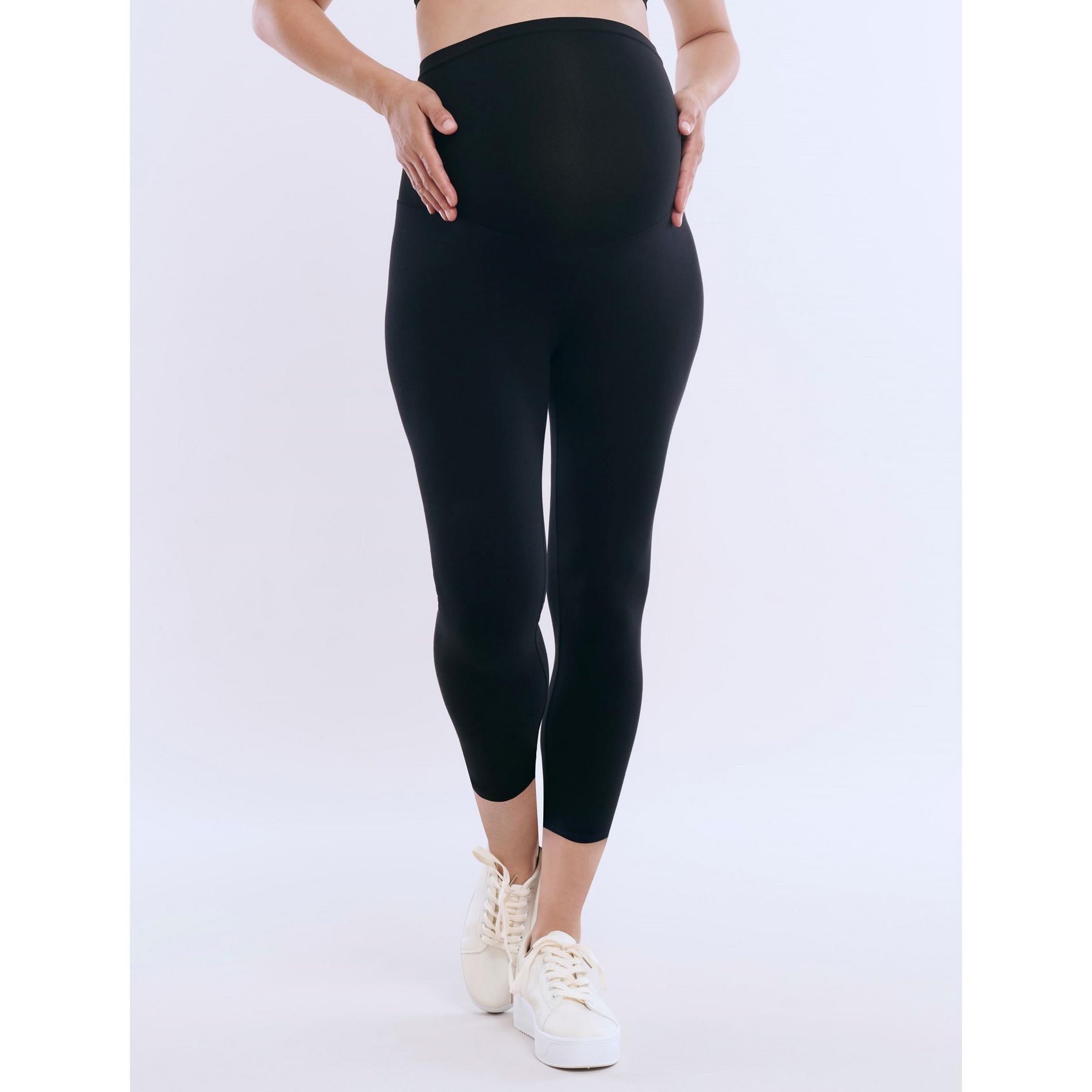 Women's Essential Stretch Secret Fit Over the Belly Maternity Crop Leggings | Motherhood Maternity