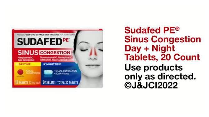 Sudafed PE Day + Night Maximum Strength Sinus Decongestant Tablets - 20ct, 2 of 8, play video