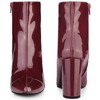 Perphy Women's Patent Leather Pointed Toe Side Zip Chunky Heel Ankle Boots - 2 of 4