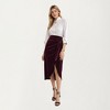 Anna-Kaci Women's Velvet Wrap Midi Skirt with Soft Draped Texture Elegant Side Tie Detail and Flattering Overlap Front Silhouette - 3 of 4