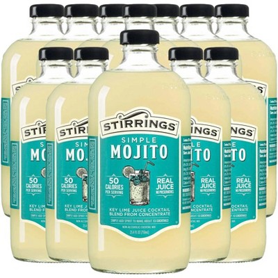 Stirrings Simple Mojito Cocktail Mix 750ml Bottles - Real Juice No Preservatives - 50 Calories - Drink Mixer