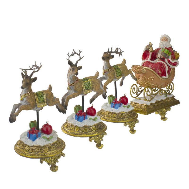 Northlight Set of 4 Santa and Reindeer Christmas Stocking Holders 9.5", 3 of 5