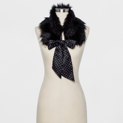 Womens Faux Fur Collar with Tie Front 