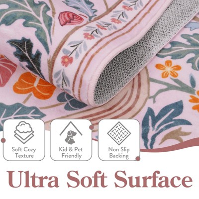 Lahome Floral 5x7 Pink Rugs for Living Room, Soft Washable Large Area Rug for Bedroom Dining Room
