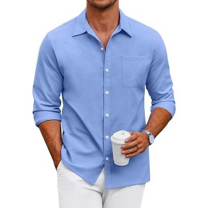 COOFANDY Men's Oxford Shirt Long Sleeve Casual Button Down Shirts - 1 of 4