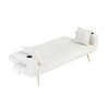 74.01" Corduroy 3-Seater Sofa Bed with 2 Pillows, Metal Feet & Cup Holders - 2 of 4