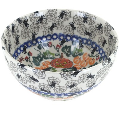 Blue Rose Polish Pottery Trick or Treat Cereal/Soup Bowl