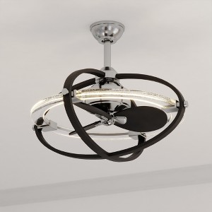VAXCEL Galileo Satin Nickel and Black Contemporary Fandelier Ceiling Fan with LED Light Kit and Remote - 1 of 4