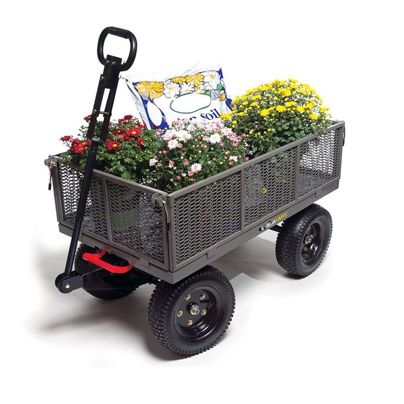 Gorilla Carts Heavy Duty Steel Dump Cart Garden Wagon w/ Quick Release System, 1200 Pound Capacity, Removable Sides & Convertible Handle, Gray Finish, 6 of 8