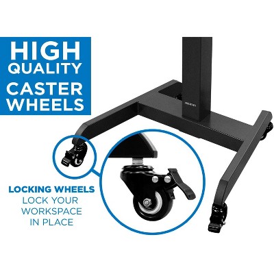 Black Electric Adjustable Standing Desk Converter with Wheels