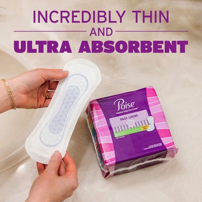 Poise Daily Regular Incontinence Panty Liners - 2 Drop Very Light Absorbency - 30ct - Trial Pack