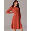 Seta T Women's Puff Long Sleeve Crewneck Tie Waist A-Line Ribbed Knit Midi Sweater Dress - 2 of 4