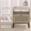 Rattan Nightstand, Boho Bedside Table with Storage Drawer & Metal Legs, Farmhouse Wood Small Night Stand End Table for Bedroom Living Room - 4 of 4