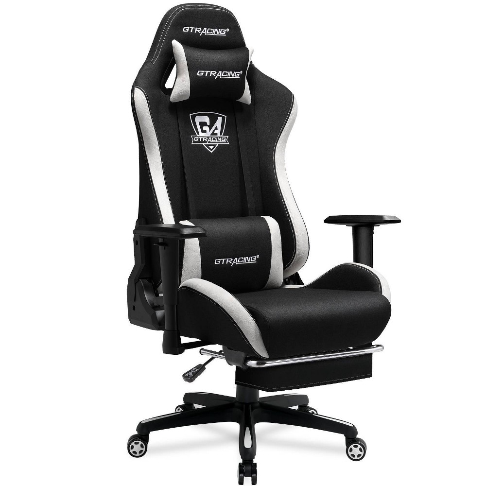 GTRACING Gaming Chair Fabric Height Adjustable Footrest Reclining Office Chair Black: Ergonomic Swivel, Metal Frame, 300 lbs Capacity