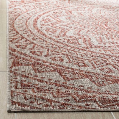 Reversible Flat Woven Indoor/Outdoor Rug in Light Beige/Terracotta - 4' x 5'7"