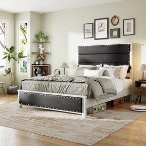 Streamdale Queen Bed Frame with Charging Station, LED Lights & Upholstered Headboard - 1 of 1