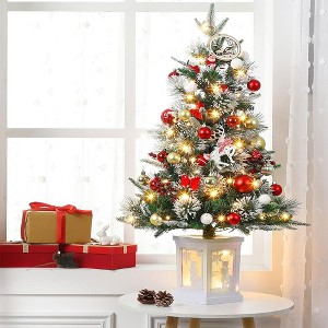 Whizmax 3FT Prelit Premium Artificial Christmas Tree with LED, Mini Prelit Xmas Pine Tree for Christmas Decoration,8 Mode ,2PCS - 1 of 4
