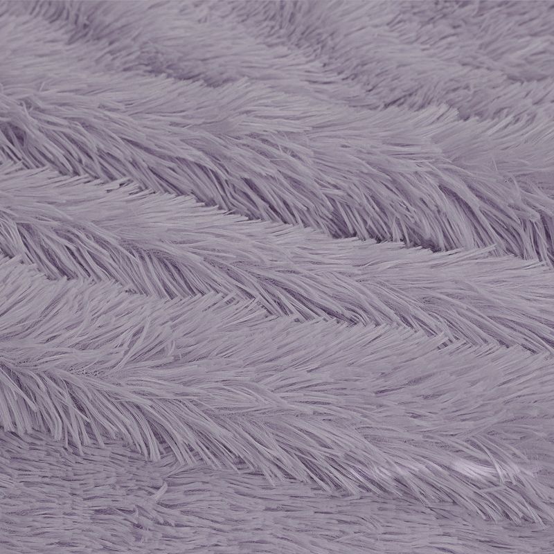 PiccoCasa Luxury Shaggy Soft Warm for Sofa Bed Faux Fur Blanket Purple Queen 1 Pc, 5 of 9