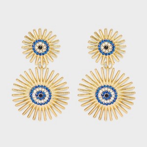 SUGARFIX by BaubleBar Eye Of The Beholder Drop Earrings - Gold/Blue: Statement Zinc Jewelry, 2" Length - 1 of 2