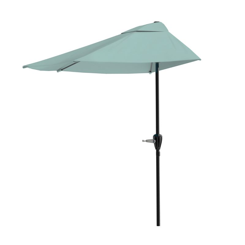 Half Round Patio Umbrella with Easy Crank – Compact 9ft Semicircle Outdoor Shade Canopy for Balcony, Porch, or Deck by Nature Spring (Dusty Green), 1 of 5
