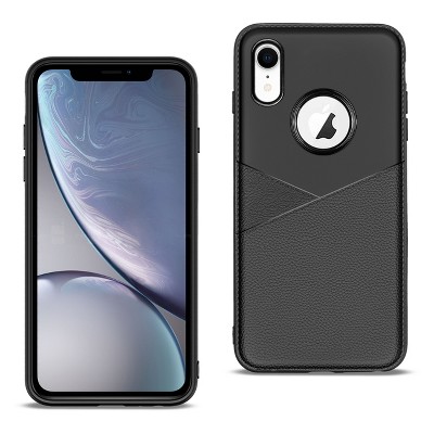 Reiko Apple iPhone XR TPU Leather Feel Case Leather Fit Flexible Slim Premium Case in Black