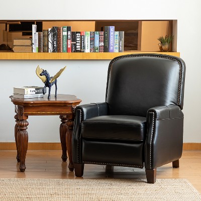 Deborah Modern Wooden Upholstery Modern Genuine Leather Recliner with Nailhead Trim for Living Room and Bedroom  | ARTFUL LIVING DESIGN