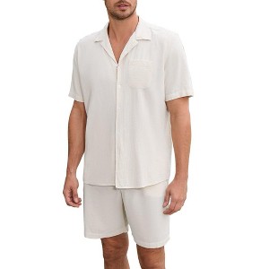 Men 2 Piece Set Short Sleeve Button Down Shirt and Drawstring Short Set Casual Summer Beach Outfi - 1 of 4