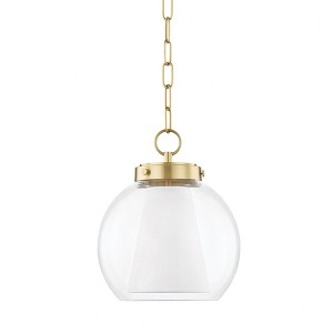 Mitzi Sasha 1 - Light Pendant in  Aged Brass Clear White Shade - 1 of 1