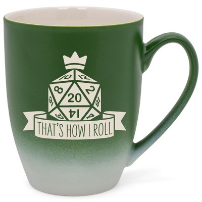 100 North Dice 10 Ounce Green and White Two Toned Ombre, Comfortably Fits Your Hands, Ceramic Tea Coffee Cup Mug, That's How I Roll