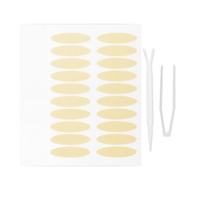 Unique Bargains Double Eyelid Tape with Fork Tweezers Beige 600 Pcs 1 Set