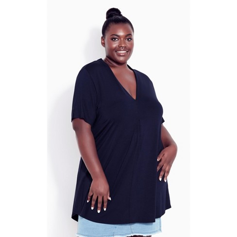 AVENUE | Women's Plus Size Kaylie Hi Lo Top - navy - 26W/28W