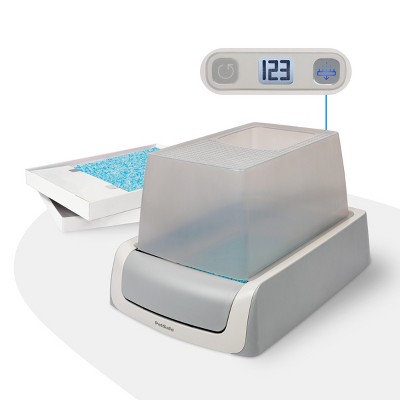 Gray Top-Entry Self-Cleaning Cat Litter Box with Crystal Trays