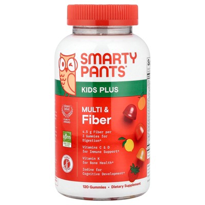 SmartyPants Kids Plus, Multi & Fiber, Strawberry, Orange and Lemon, 120 Gummies