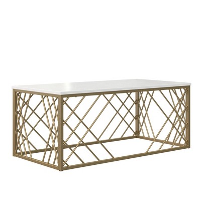 Bradshaw Modern Rectangular Coffee Table White/Gold - CosmoLiving by Cosmopolitan