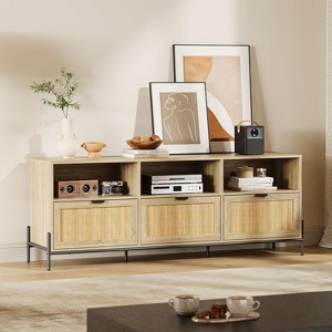 Jojoka TV Stand for 75 Inch,Media Console Cabinet with 3 Drawers and 3 Open Shelf,Oak - 1 of 4
