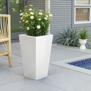 Metal Tapered Planter – Large Outdoor & Indoor Garden Plant Pot with Drainage Hole and Rubber Plug, Stylish Burnished Grey Finish for Home and Patio - 1 of 4